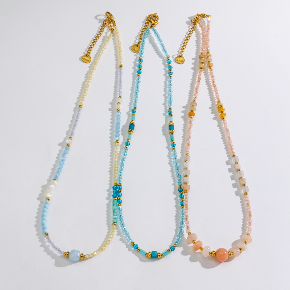 Sweet Elegant Stainless Steel Women‘s Beaded Necklaces h5Picture5