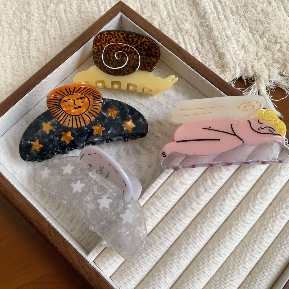 1 Pair Classic Series Retro Sun Acetate Women's Hair Claws h5Picture4