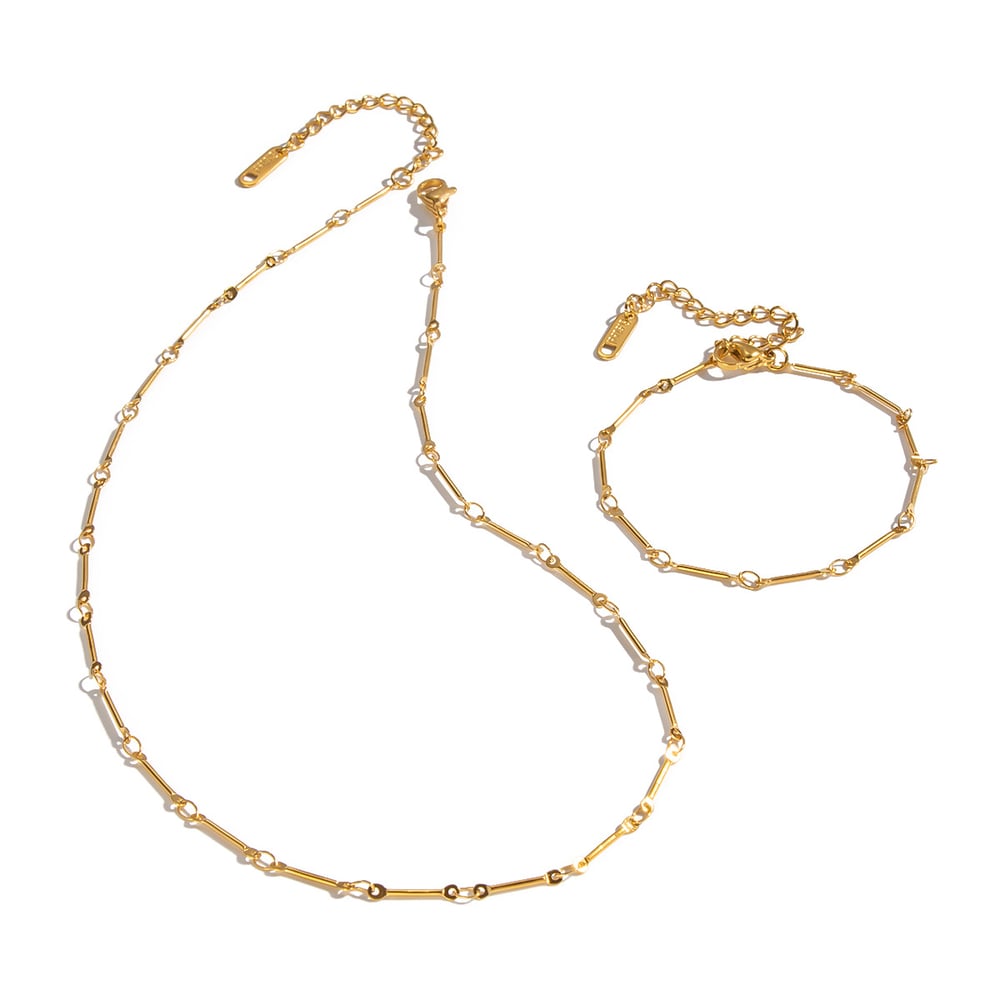 Chain Stainless Steel Gold Color Necklace Set h5Picture5
