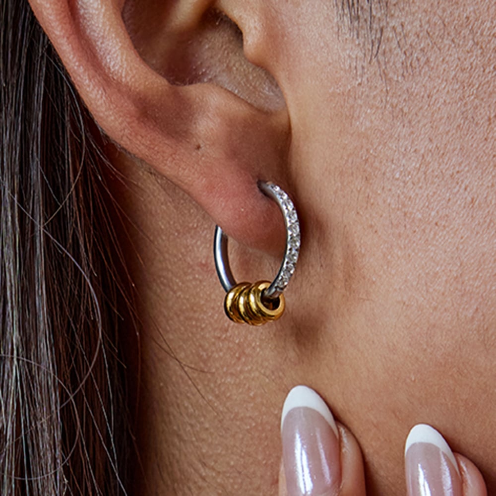 1 Pair Simple Circle Stainless Steel Gold Color Women's Hoop Earrings h5Picture3