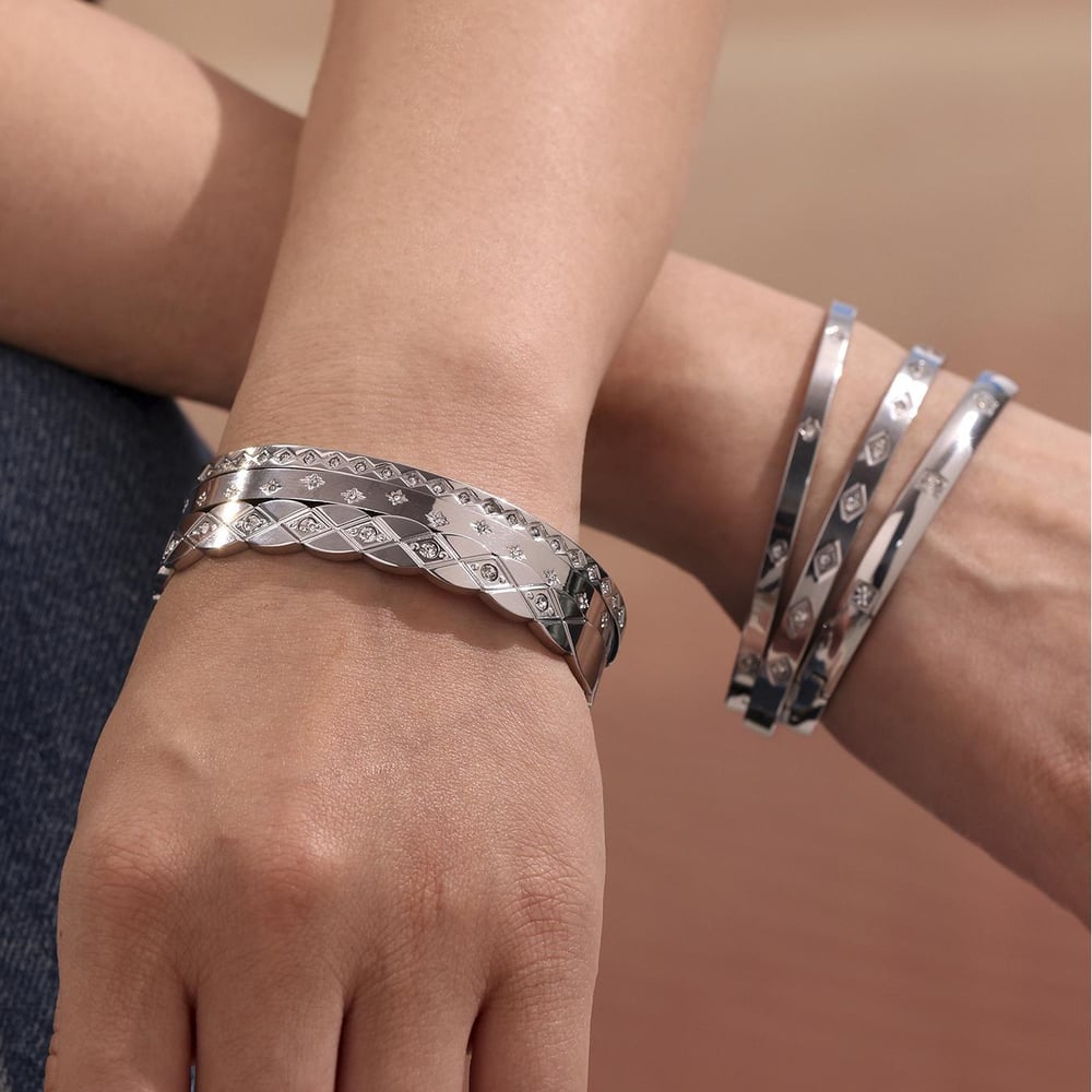 1 Piece Classic Irregular Shape Stainless Steel Gold Color Women's Bangles h5Picture6