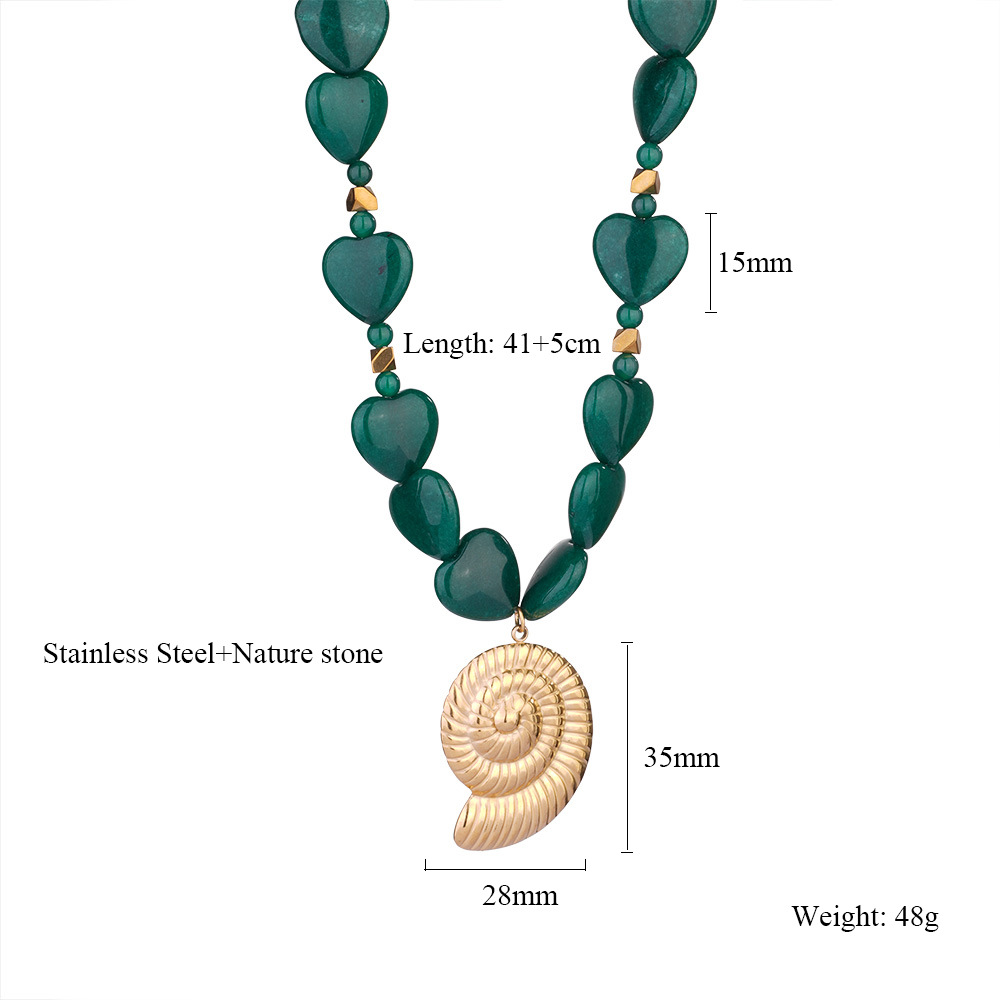 1 Piece Classic Series Shell Natural Stones Gold Color Women's Pendant Necklaces Picture2