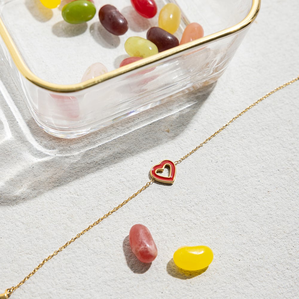 1 Piece Sweet Heart Stainless Steel Gold Color Women's Charm Bracelets h5Picture7