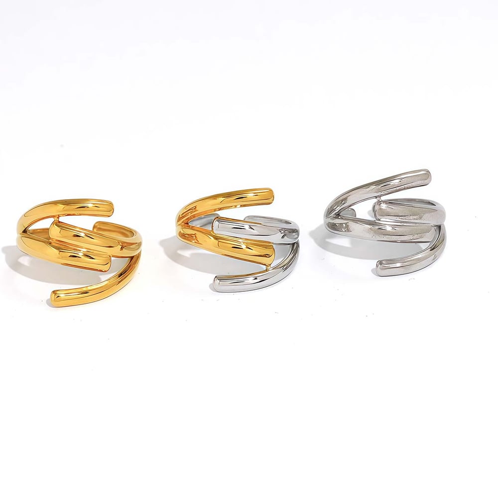 1 Piece Simple Series Casual Irregular Shape Stainless Steel Gold Color  Minimalist Rings h5Picture4