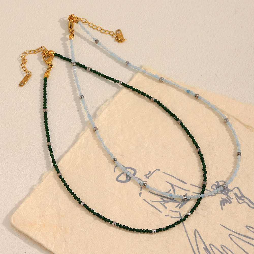 1 Piece Colorful Daily Beads Natural Stones Gold Color Women's Beaded Necklaces h5Picture6