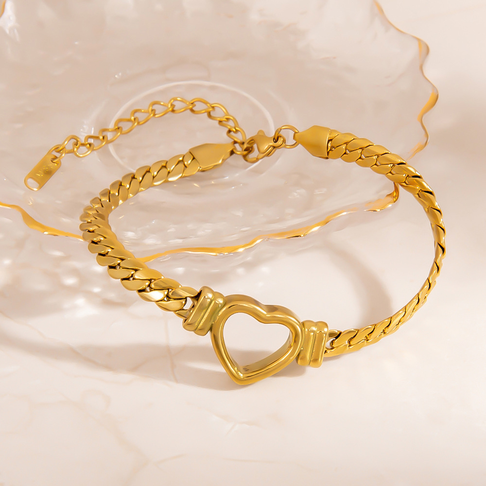 1 Piece Romantic Series Simple Heart Stainless Steel  Shell Women's Chain Bracelets h5Picture3
