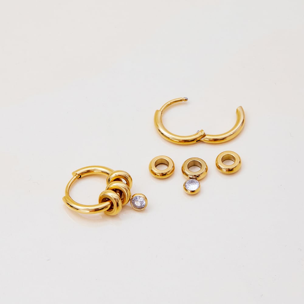 1 Pair Simple Series Circle Stainless Steel Gold Color Women's Hoop Earrings Picture6