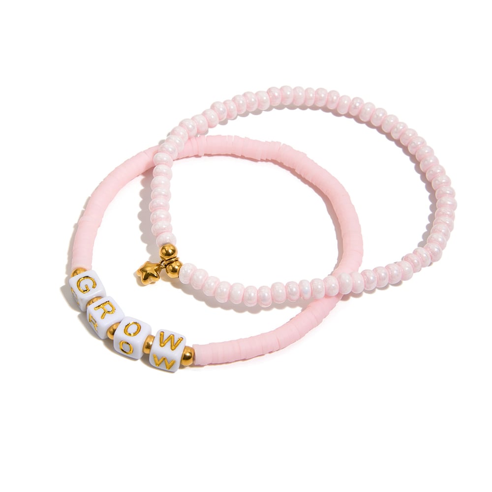 1 Piece Sweet Letter Beads Plastic Gold Color Women's Beaded Bracelets