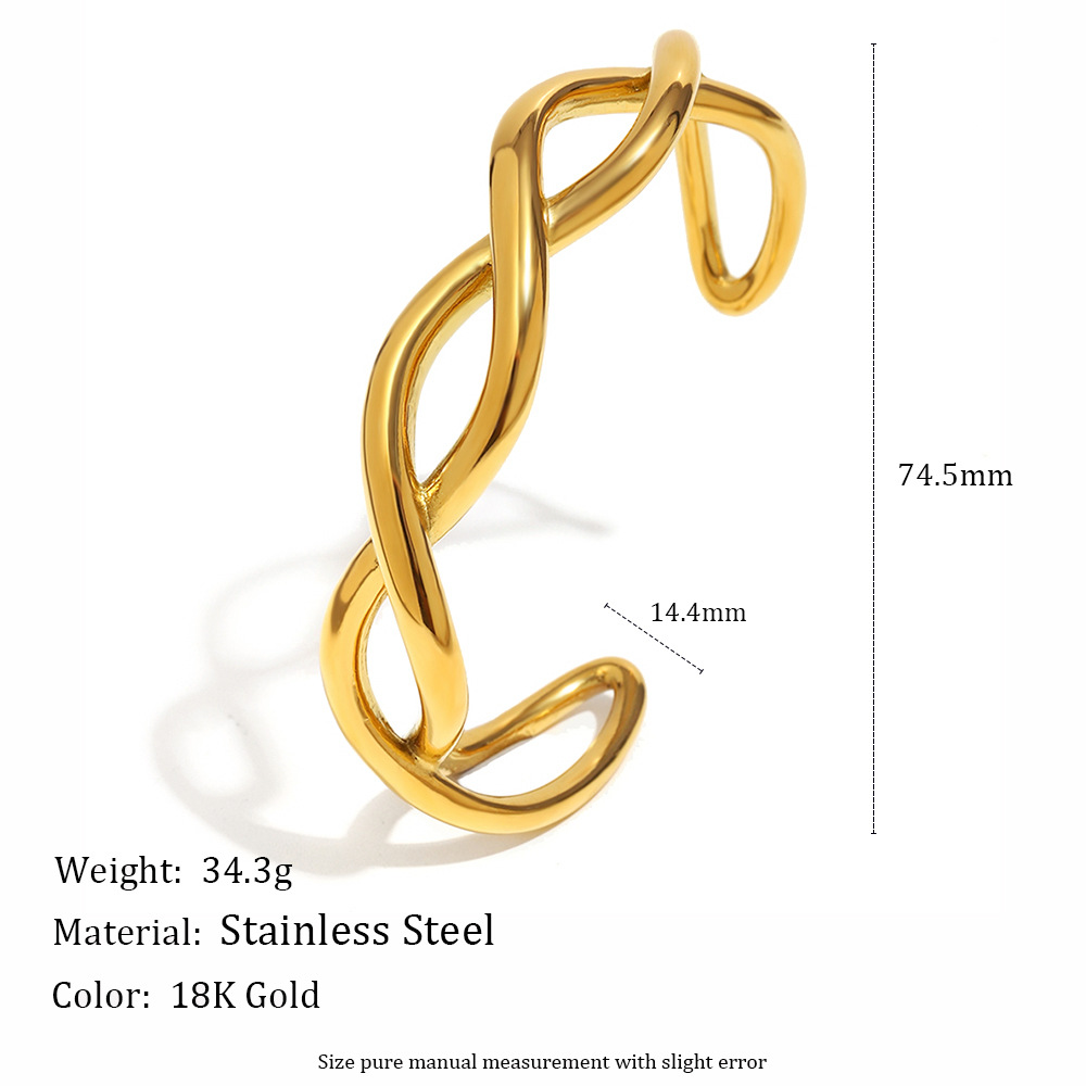 1 Piece Simple Series Casual Solid Color Stainless Steel Women's Bangles h5Picture2