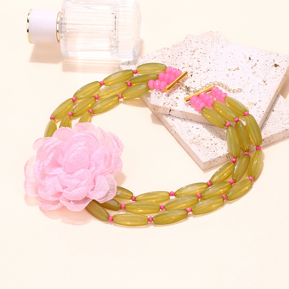 1 Piece Fabric Flower Layered Necklace h5Picture4
