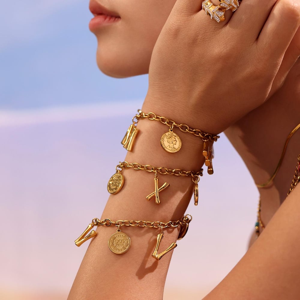 1 Piece Daily Letter Stainless Steel Gold Color Women's Charm Bracelets h5Picture3