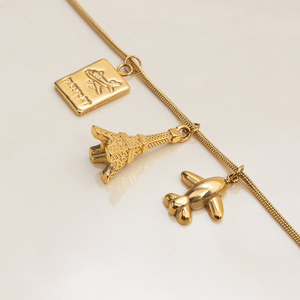 1 Piece Classic Series Eiffel Tower Stainless Steel Gold Color Women's Pendant Necklaces h5Picture6