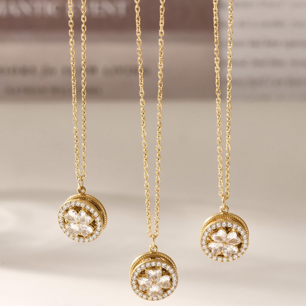 1 Piece Elegant Flower Stainless Steel Gold Color Women's Necklaces Sets Picture7