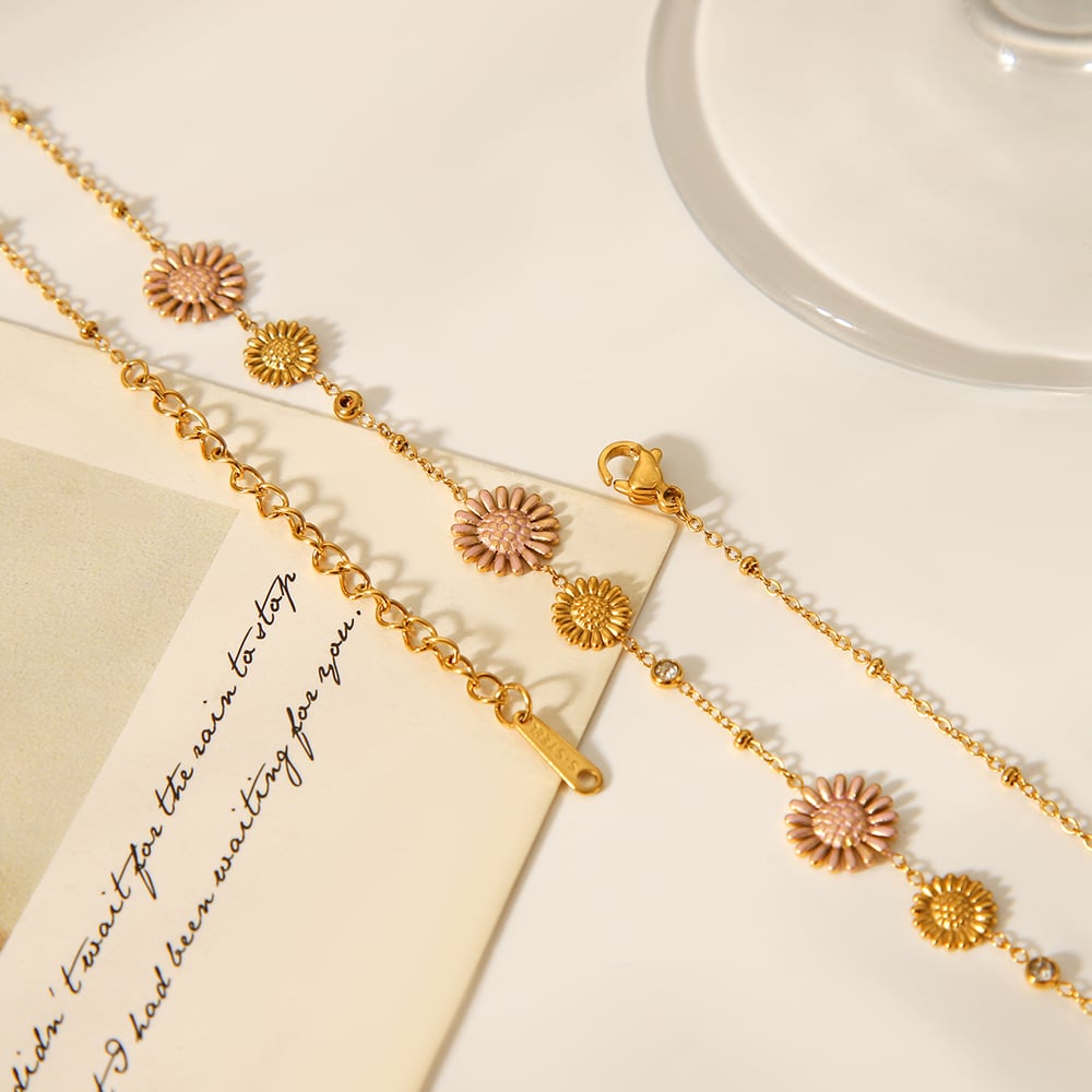 1 Piece Daily Flower Stainless Steel Women's Chain Necklaces h5Picture8