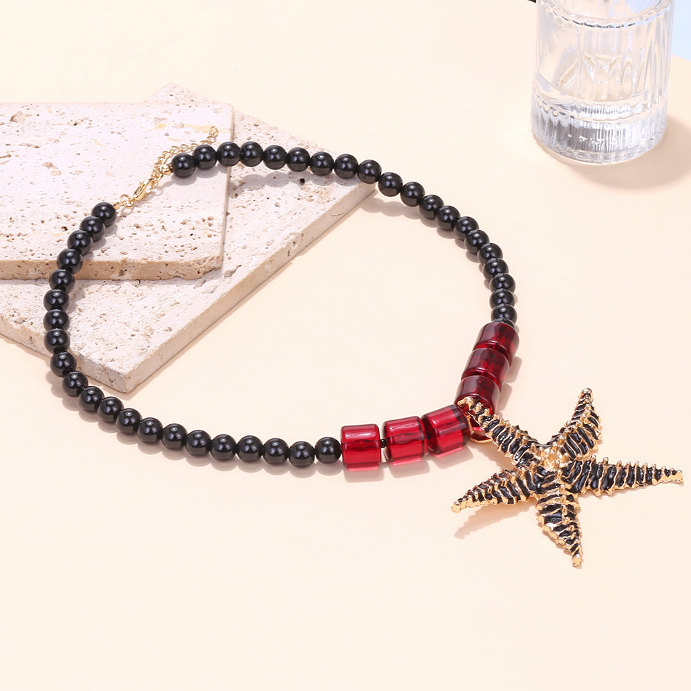 1 Piece Alloy Starfish Beaded Necklace h5Picture4