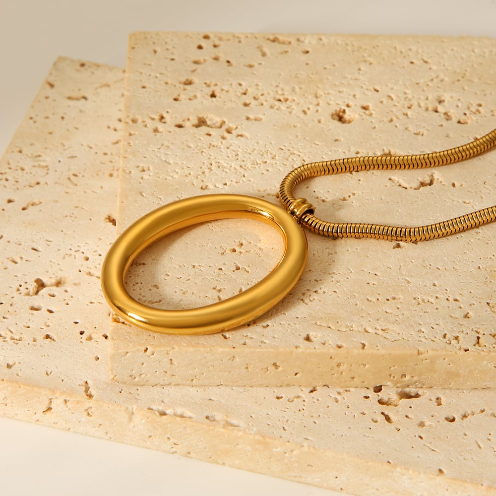 1 collar con colgante de acero inoxidable dorado con forma irregular para mujer Imagen7