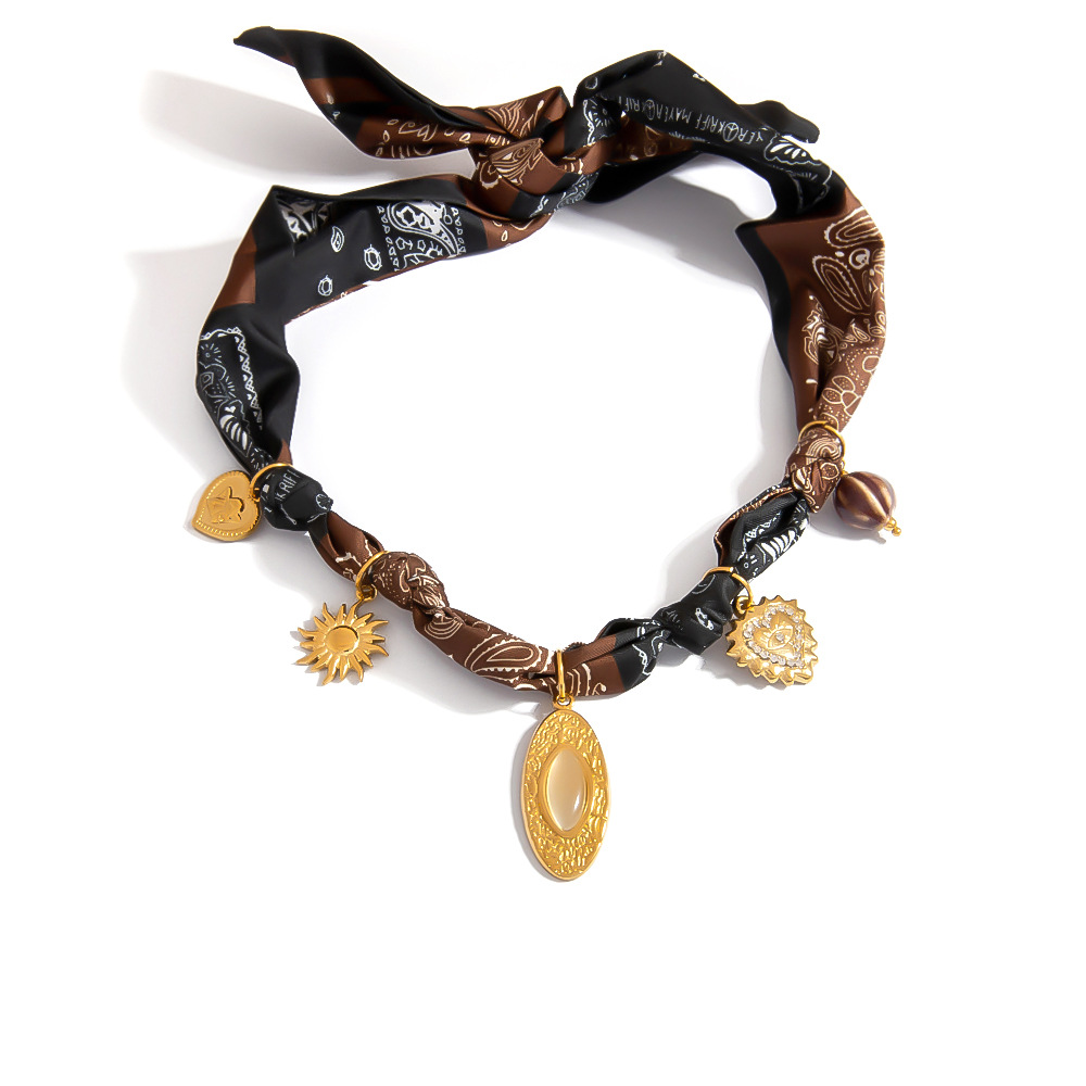 1 Piece Scarf Heart Pendant Necklace Picture6