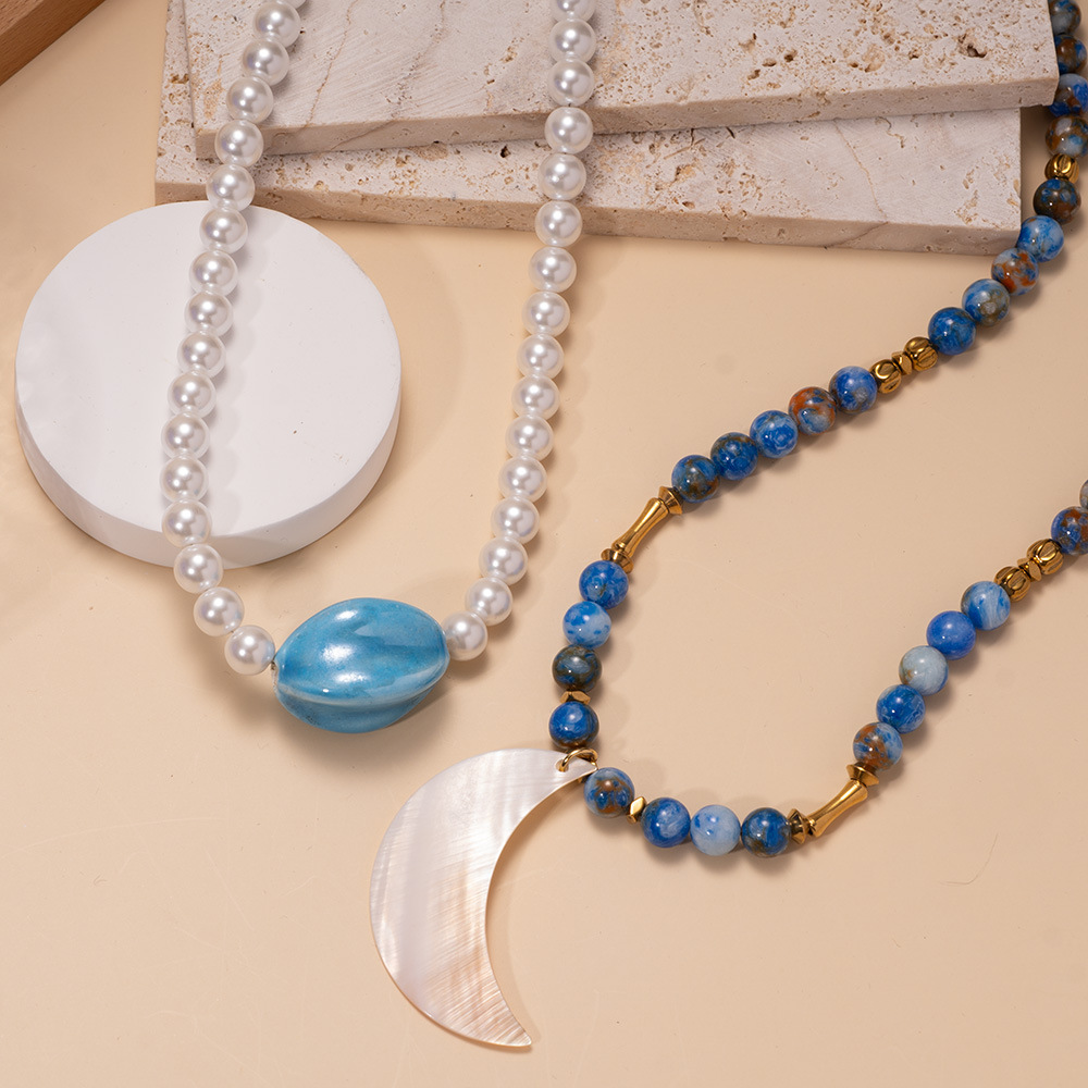 1 Piece Romantic Series Moon Natural Stones Women's Beaded Necklaces h5Picture4