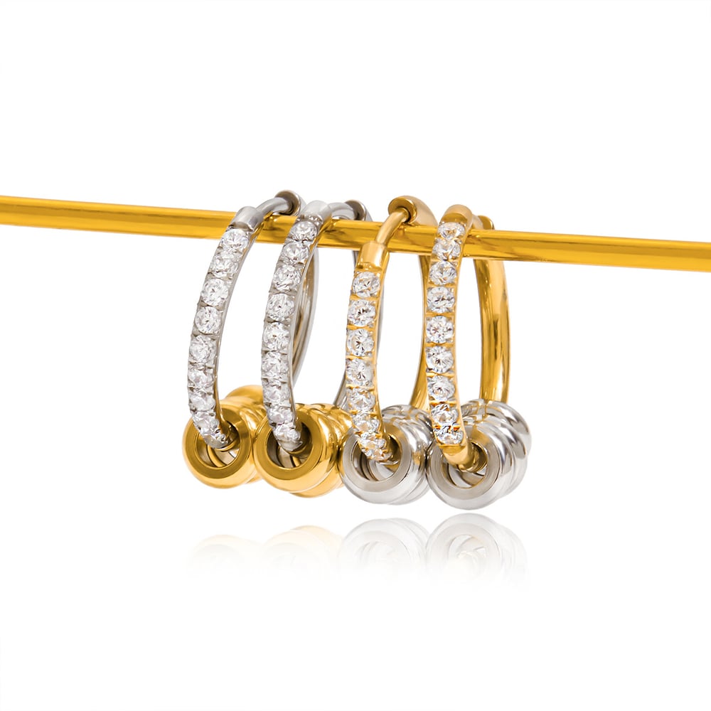 1 Pair Simple Circle Stainless Steel Gold Color Women's Hoop Earrings h5Picture6