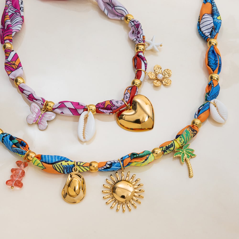 1 Piece Tropical Style Stainless Steel Gold Color Women's Pendant Necklaces h5Picture6