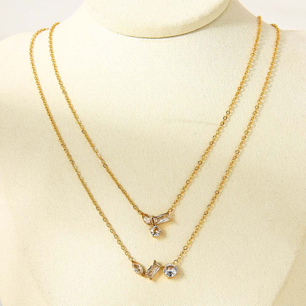 1 Piece Stainless Steel Gold Color Zircon Pendant Necklace Picture2