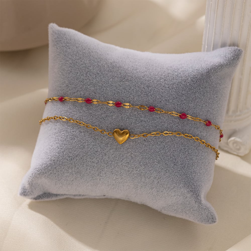 Bracelet à breloques en acier inoxydable couleur or, série romantique, 1 pièce Image3