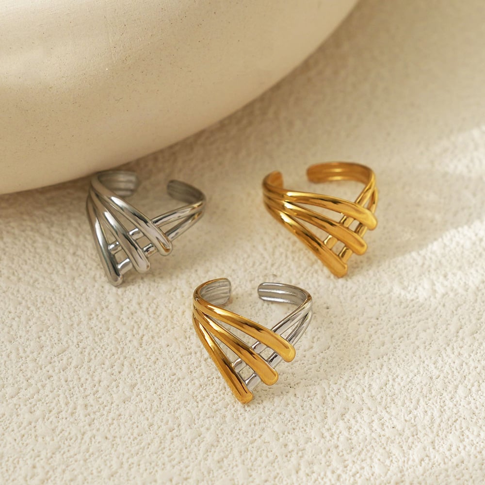 1 Piece Simple Series Casual Irregular Shape Stainless Steel   Gold Color  Minimalist Rings Picture8