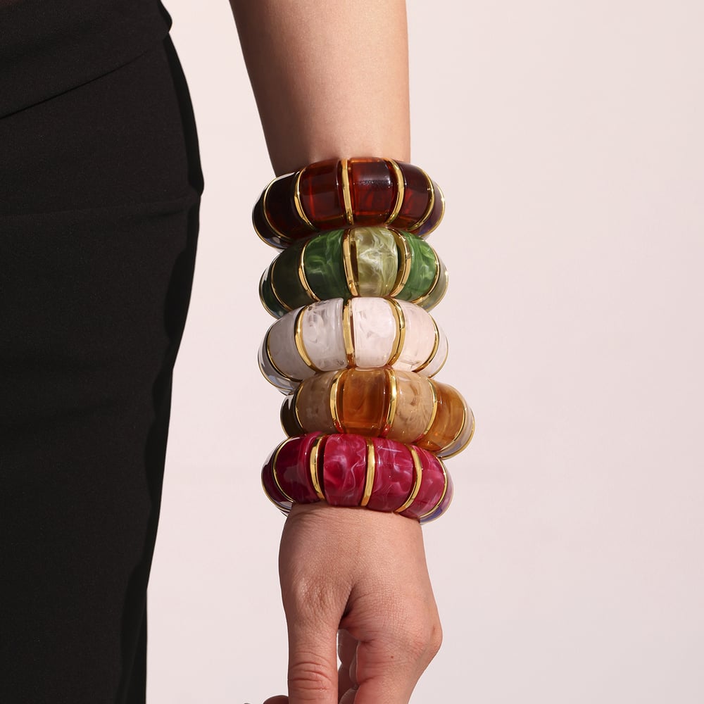 1 Piece Classic Series Bohemian Circle Resin Women's Bangles Picture5