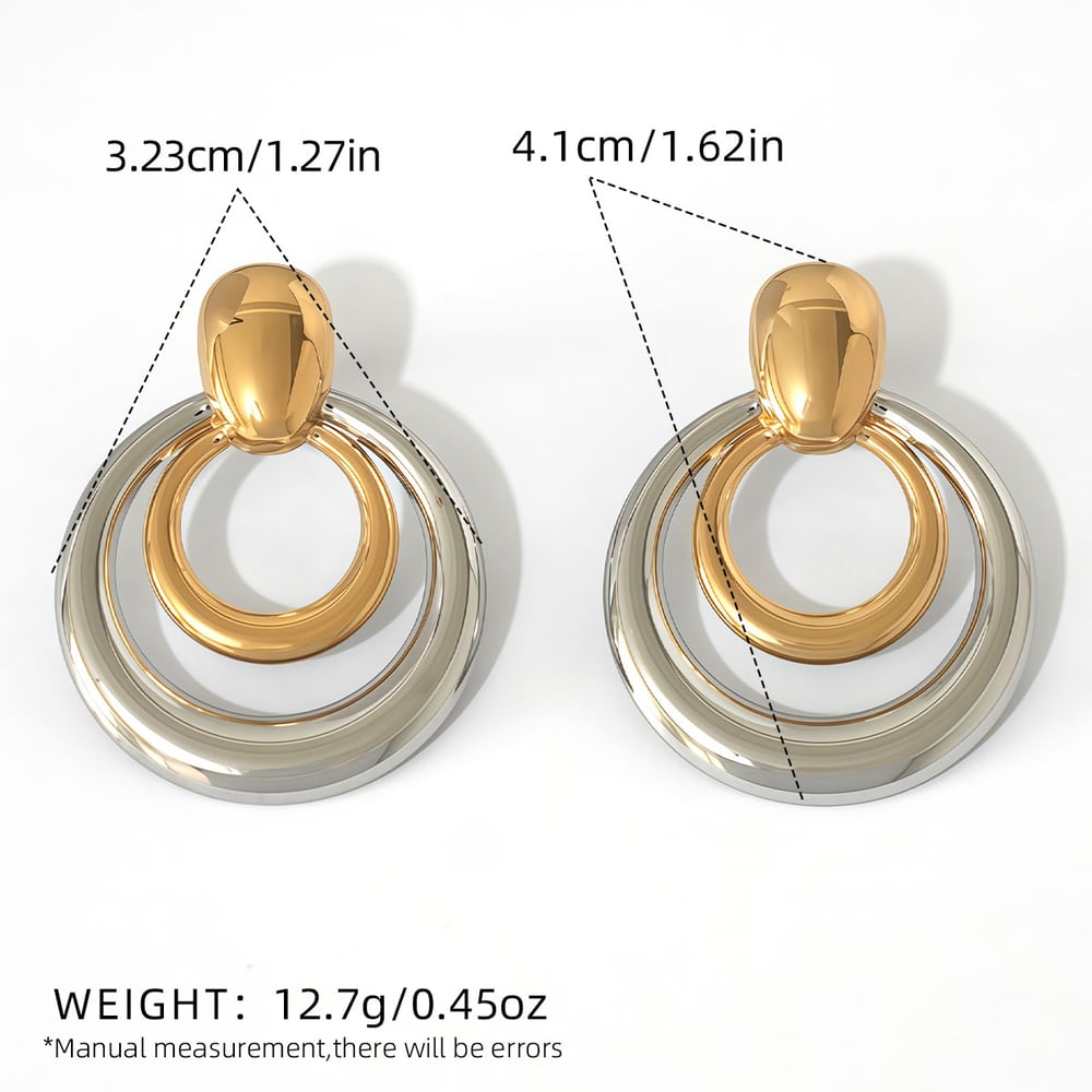 1 par de pendientes de botón de acero inoxidable de color dorado con forma de círculo simple para mujer h5Imagen2