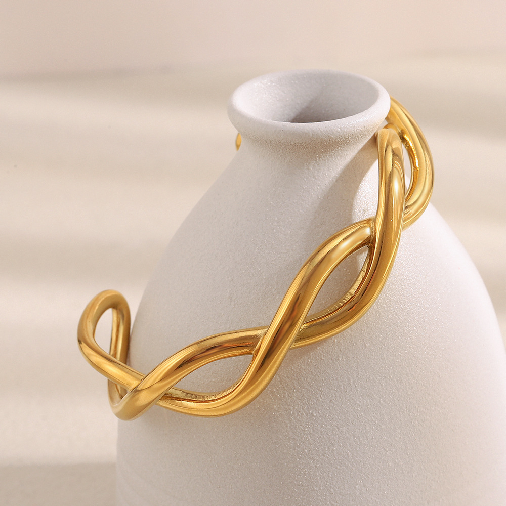 1 Piece Simple Series Casual Solid Color Stainless Steel Women's Bangles h5Picture3