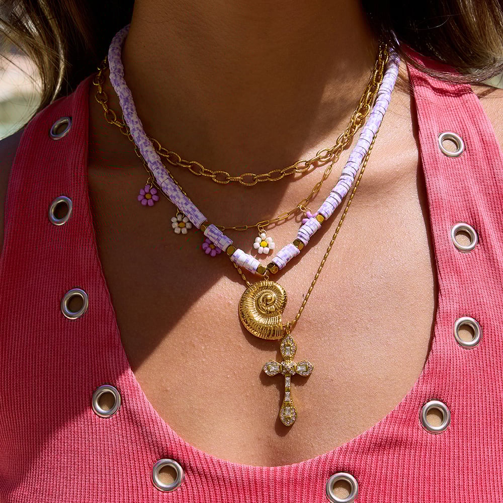 1 Piece Vivid Shell Stainless Steel Gold Color Women's Pendant Necklaces h5Picture3