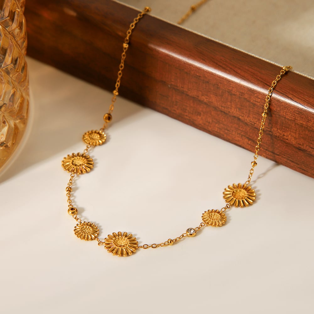 1 Piece Daily Flower Stainless Steel Women's Chain Necklaces h5Picture7