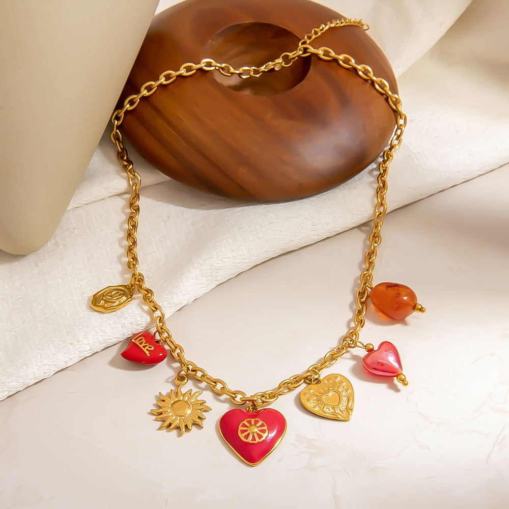 1 Stück Sweet Heart Edelstahl Gold Farbe Damen Anhänger Halsketten h5Bild3