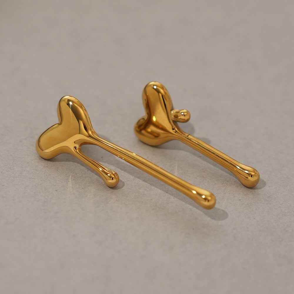 1 Pair Simple  Simple Heart Stainless Steel  Gold Color  Women's Stud Earrings Picture4