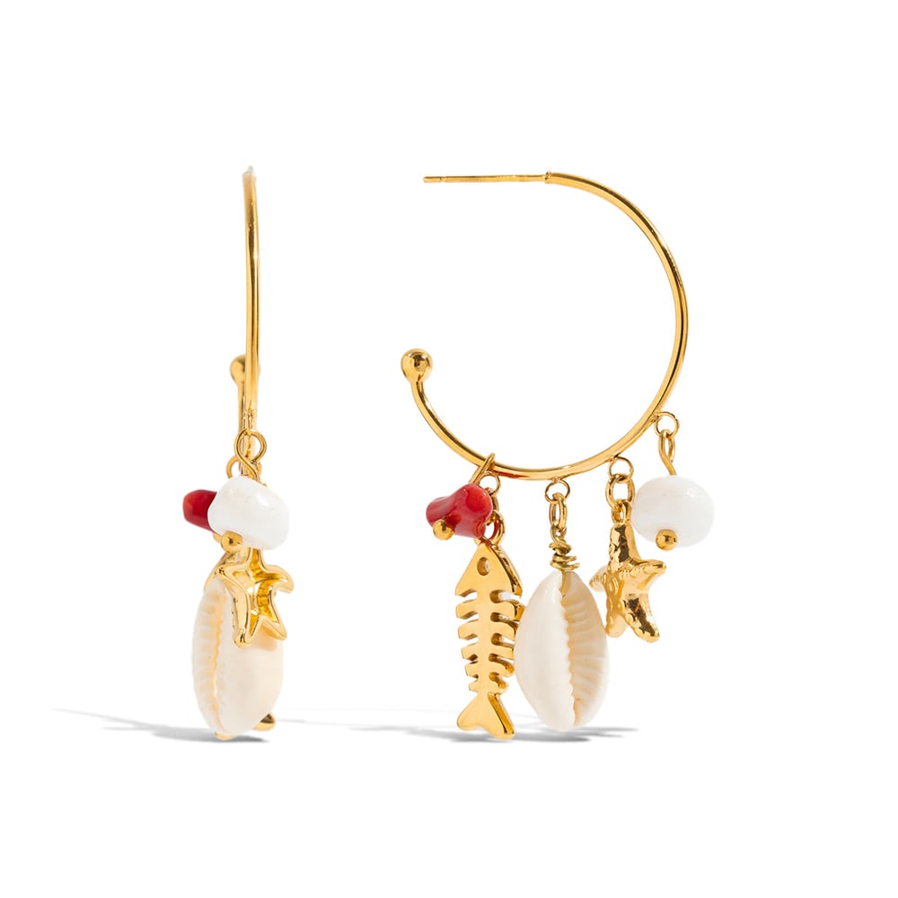 1 Pair Oceanic Natural Shell Stainless Steel Gold Color Women's Drop Earrings 