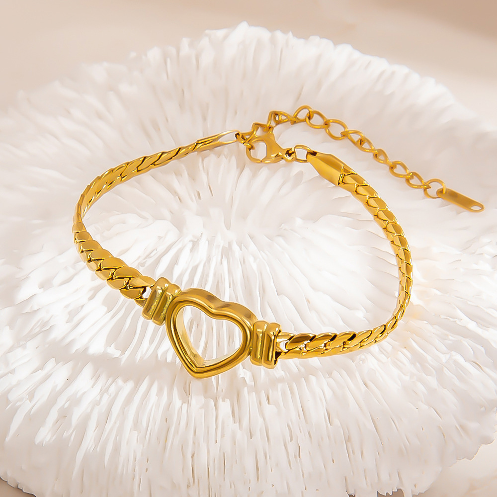 1 Piece Romantic Series Simple Heart Stainless Steel  Shell Women's Chain Bracelets h5Picture5