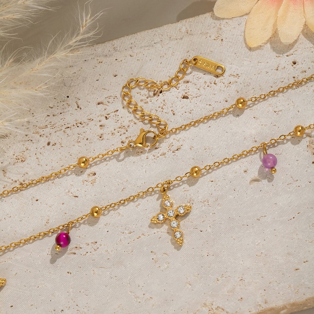 1 pezzo di collana con ciondolo a croce in acciaio inossidabile, elegante e lussuoso, da donna Immagine3