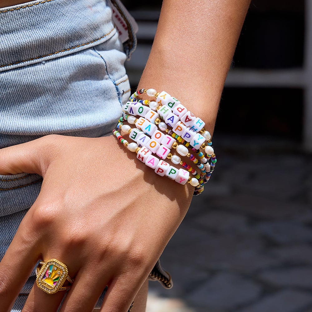 1 Piece Letter Colorful Beads Resin Women's Beaded Bracelets Picture6