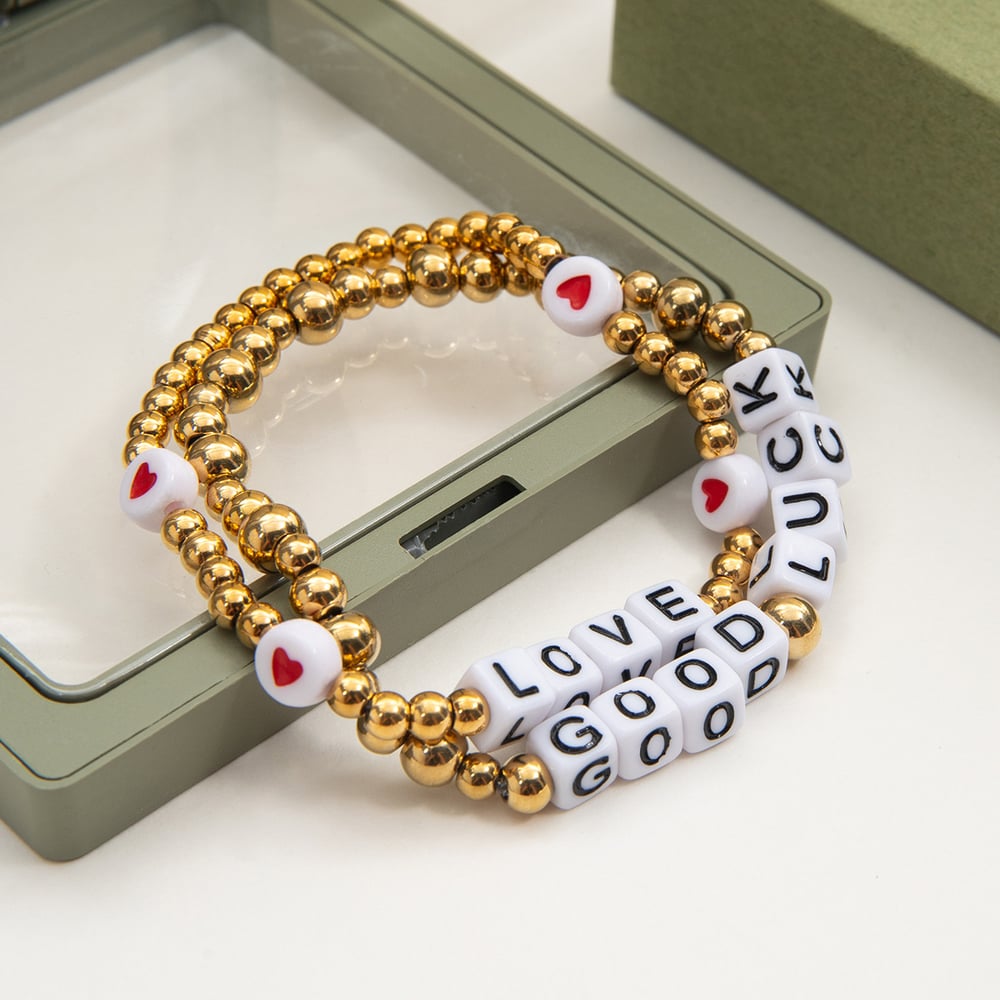1 Piece Classic Letter Stainless Steel Women's Beaded Bracelets h5Picture8