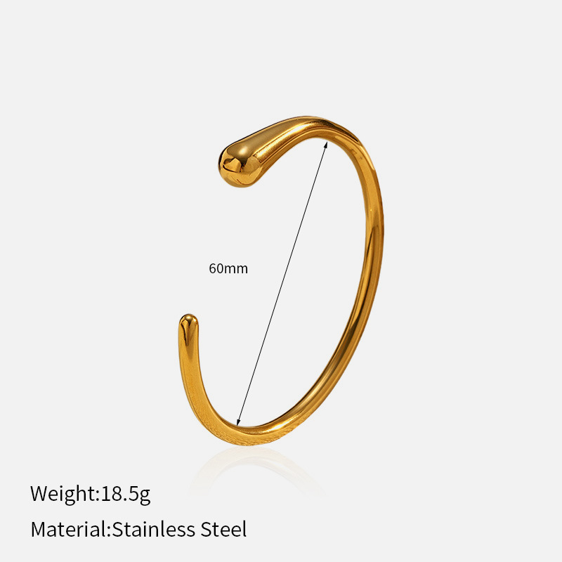 1 Piece Simple Circle Stainless Steel  Gold Color  Cuff Bracelet