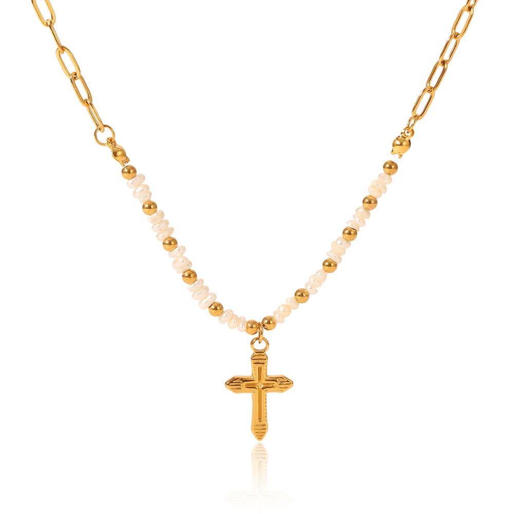 1 Pair Simple Series Daily Cross Stainless Steel  Women's Pendant Necklaces