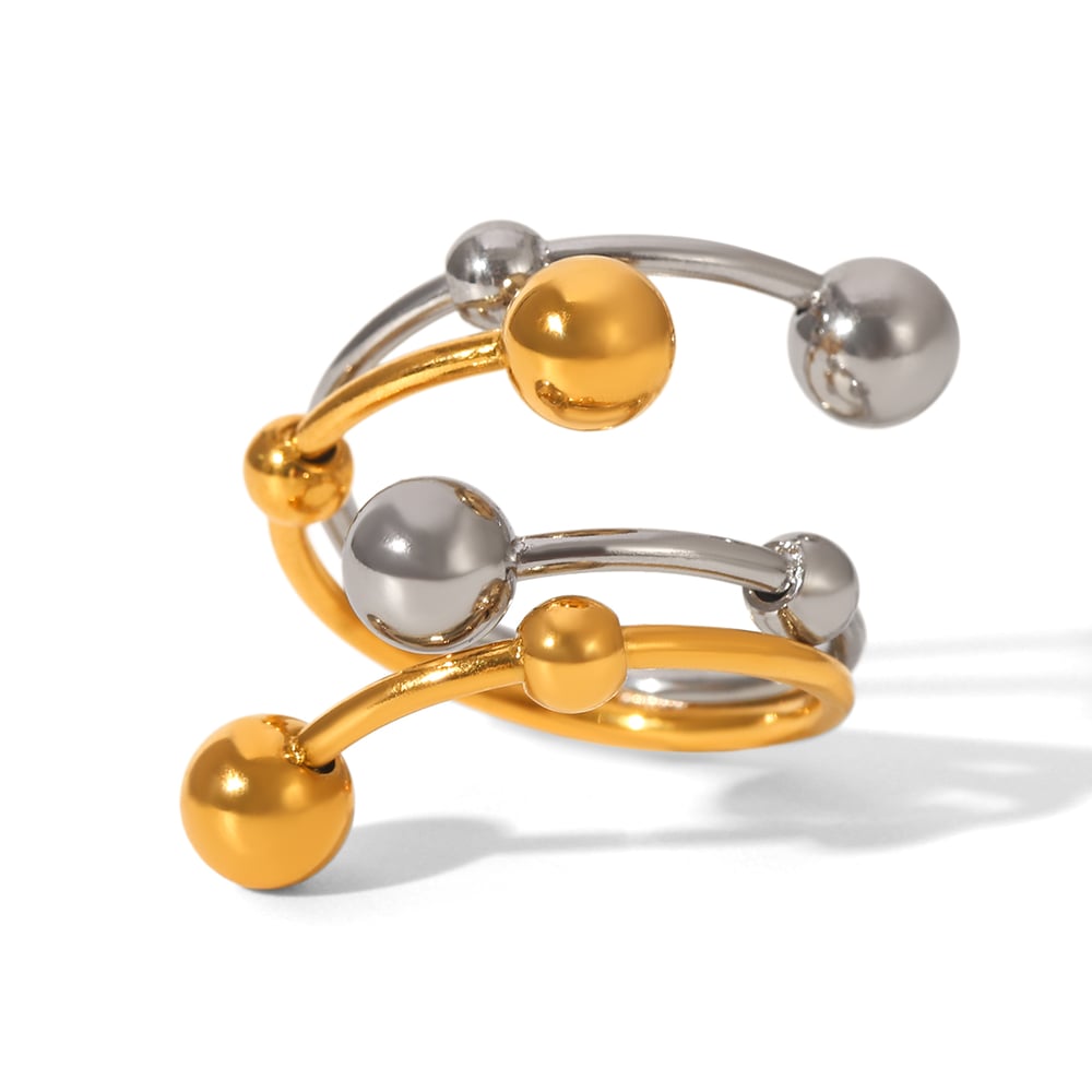 1 Piece Simple  Daily Mixed Color Stainless Steel  Gold Color Statement Rings