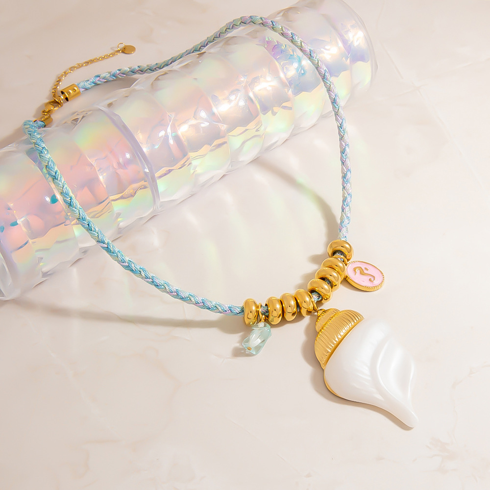 1 Pair Spiral Shell Stainless Steel Pendant Necklace h5Picture4