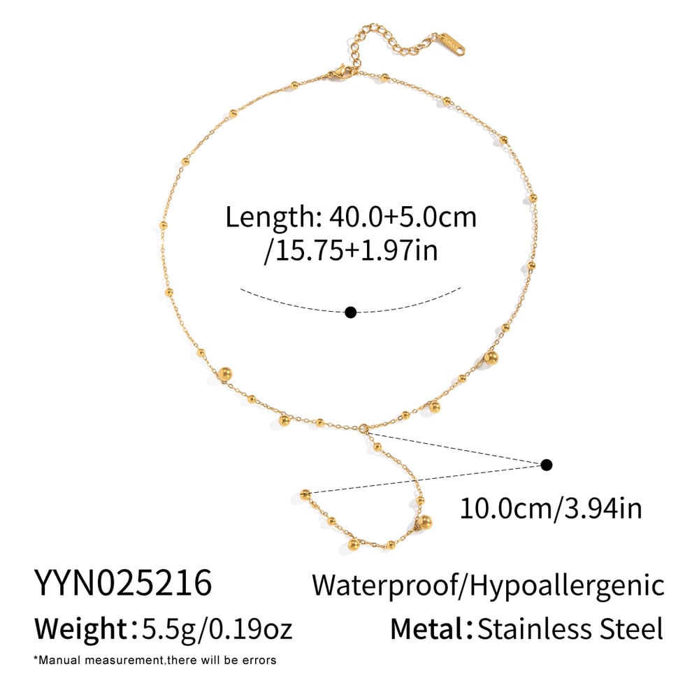 1 Piece Simple Series Daily Circle Stainless Steel  Gold Color  Women's Chain Necklaces