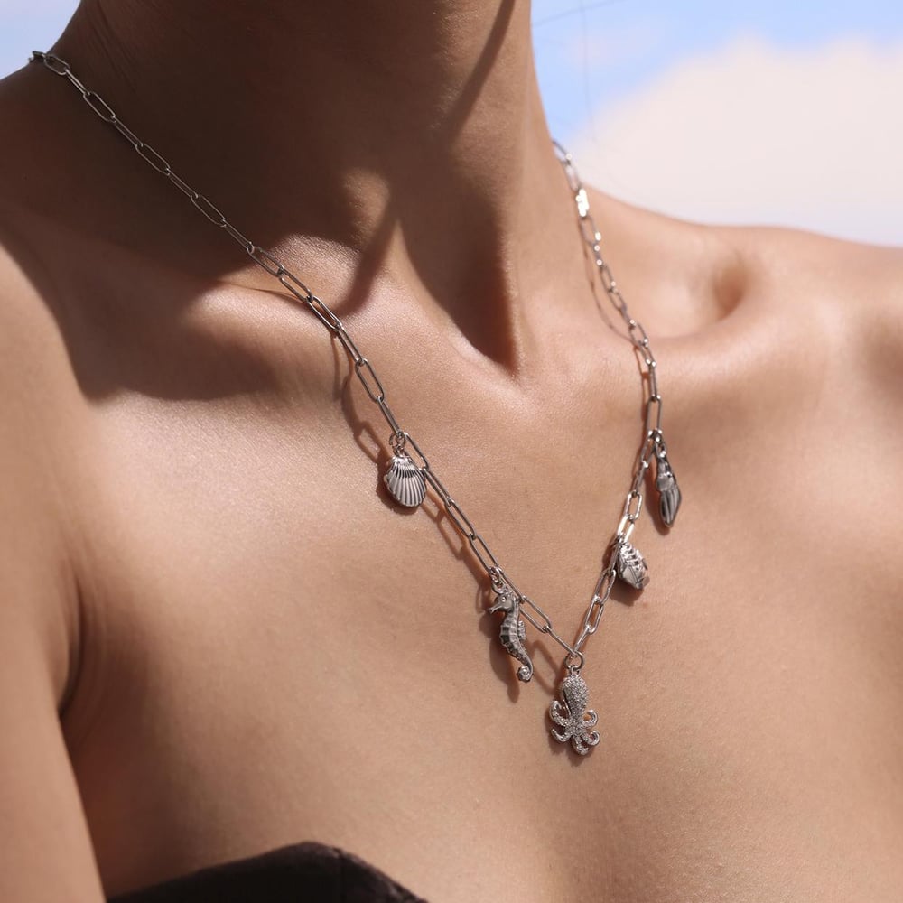 1 Piece Marine Organism Stainless Steel Gold Color Women's Pendant Necklaces h5Picture6