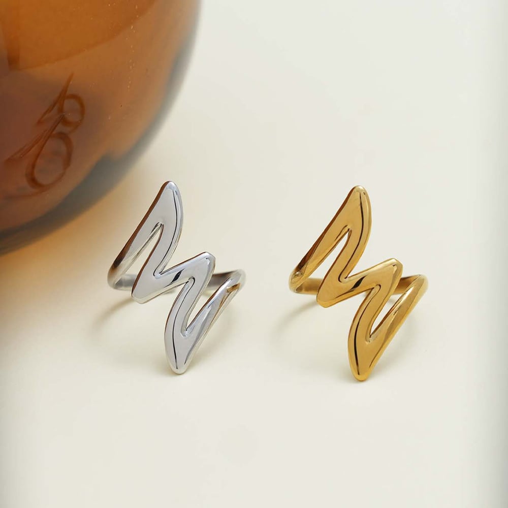 1 Piece Simple Series Daily Lines Stainless Steel   Gold Color  Minimalist Rings Picture6