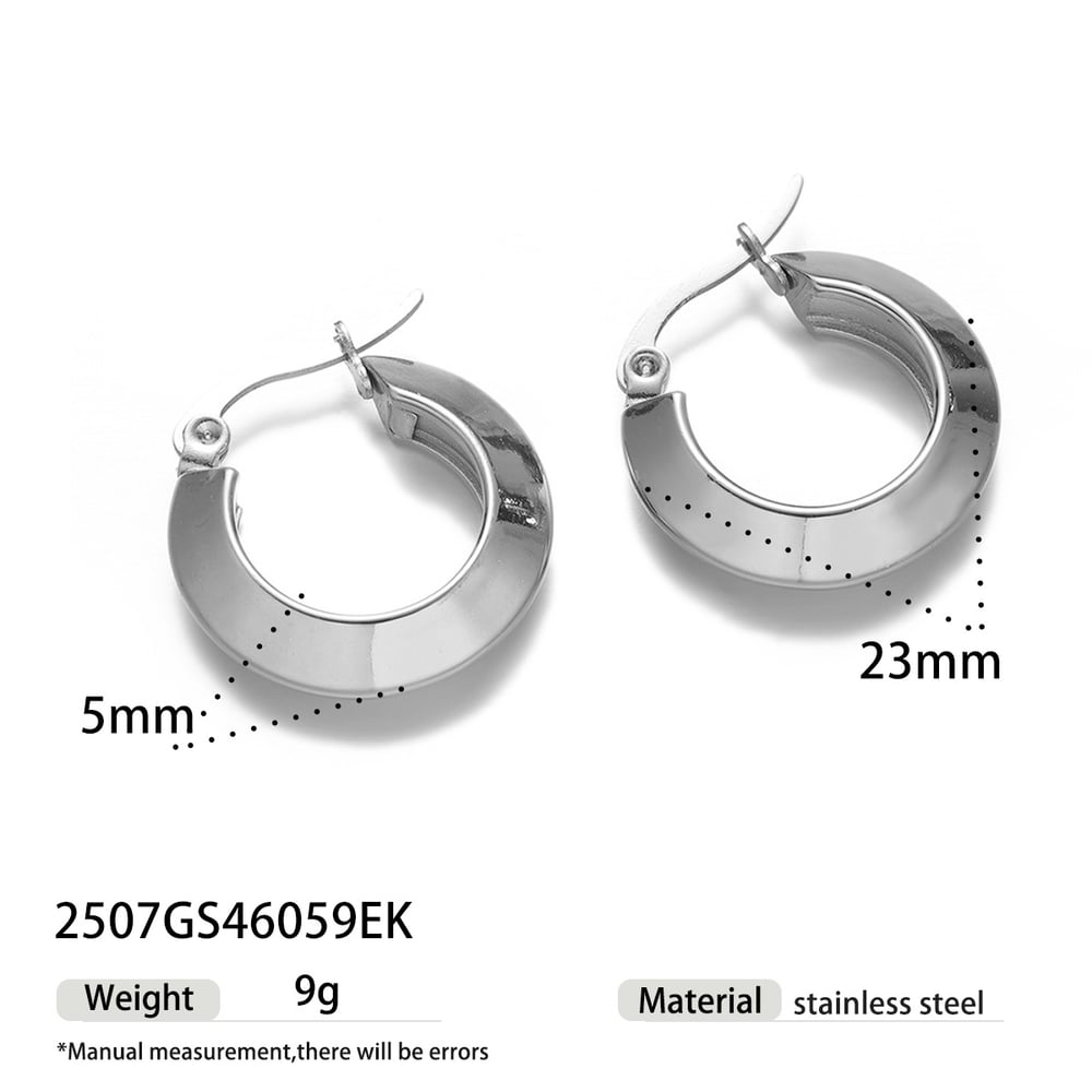1 Pair Stainless Steel Gold Color Hoop Earrings