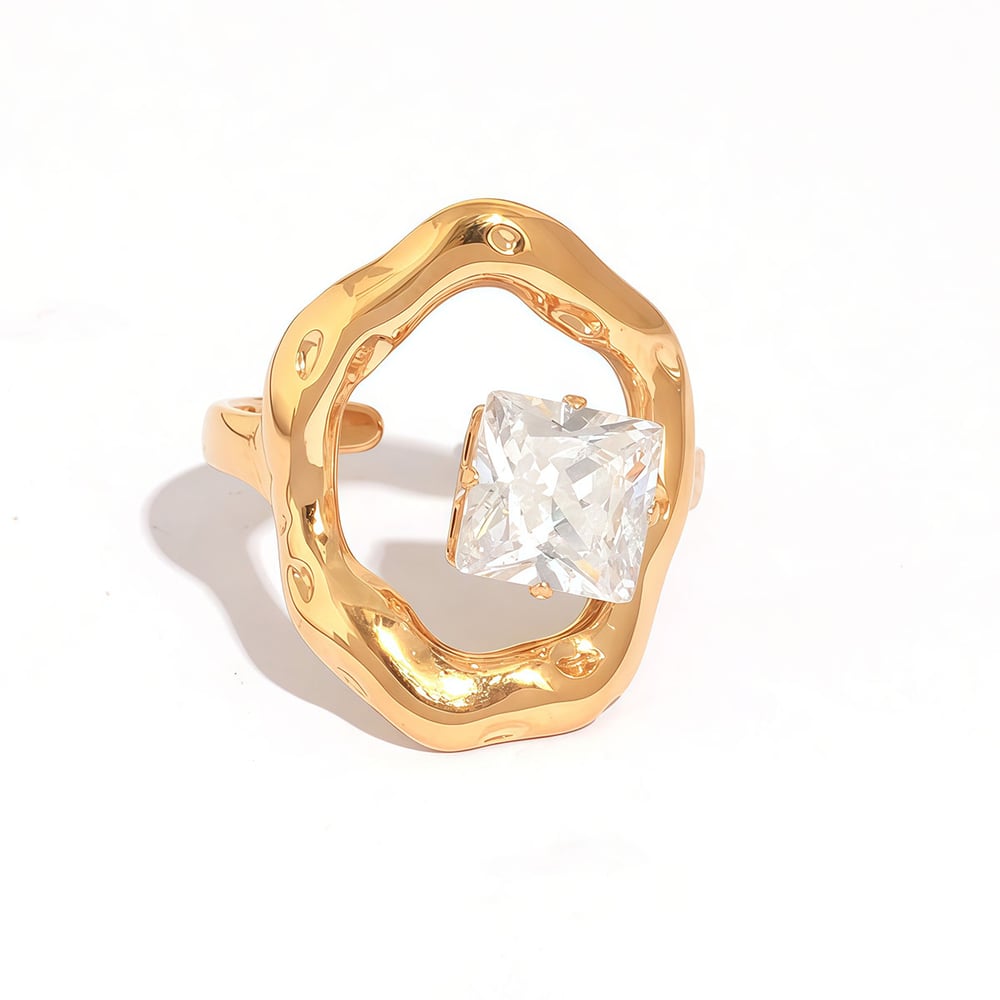 1 Piece Simple Daily Irregular Shape Stainless Steel  Women's Gemstone Rings