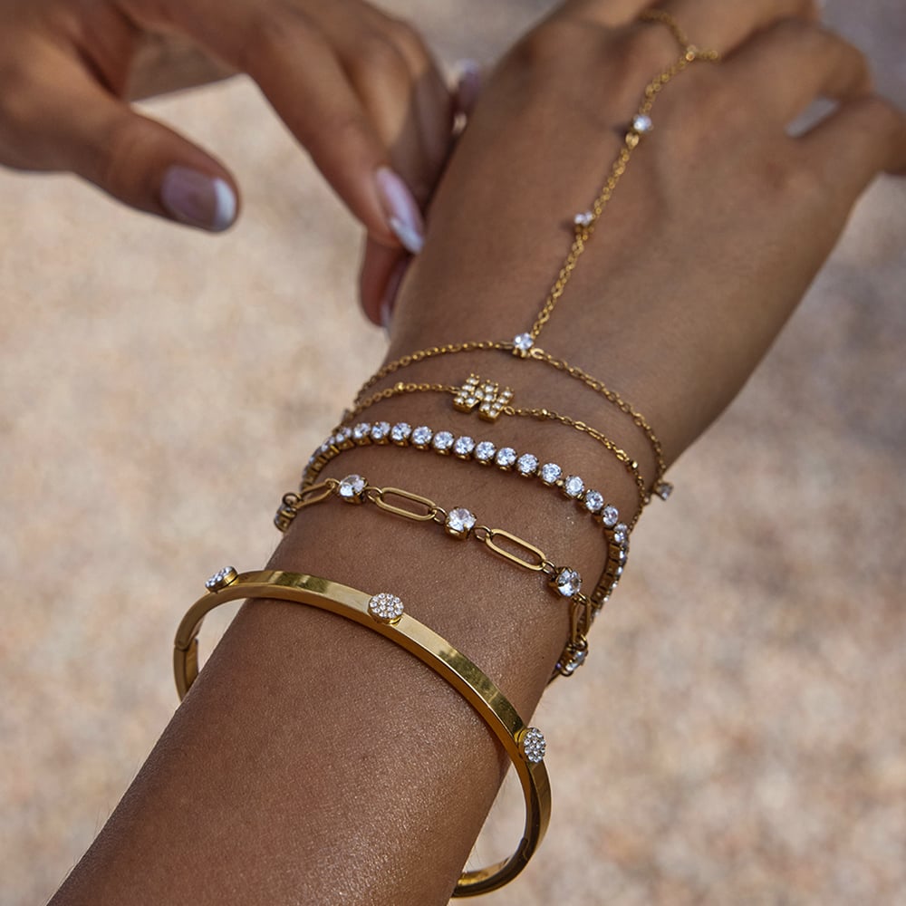 1 Piece Delicate Cherry Stainless Steel Gold Color Women's Bangles h5Picture3