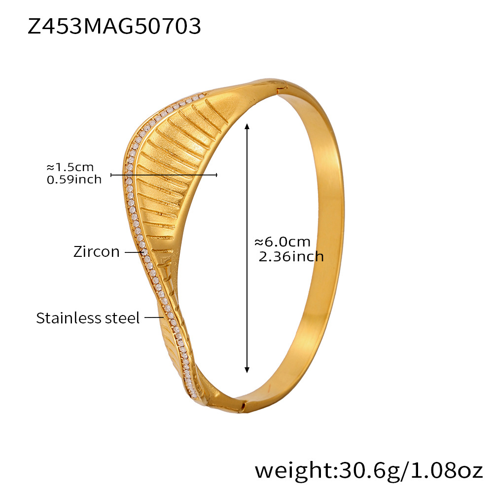 1 Piece Classic Twist Spiral Stainless Steel Gold Color Women's Bangles h5Picture2